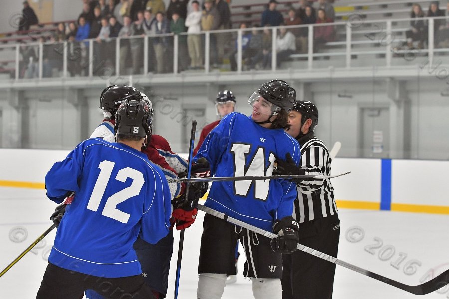 Wheaton College Men\'s Ice Hockey vs Middlesex Community College. - Photo By: KEITH NORDSTROM